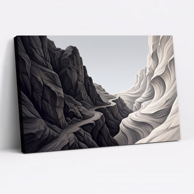 «Black and White Abstract Canyon Formation», art mural