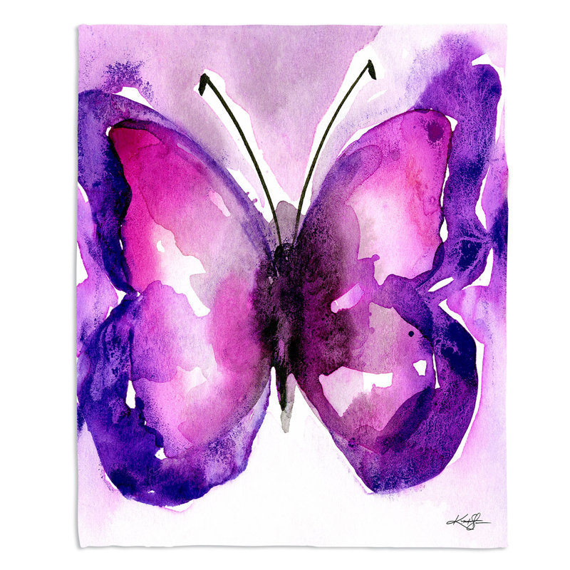 Couverture sherpae et douce papillon aquarelle 31, l 68 po x L 80 po