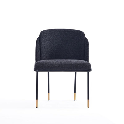 Flor Modern Twill Weave Upholstered Metal Dining Chair in Black