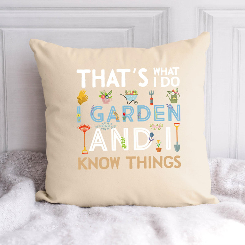 Citation amusante «Garden Lover» 889 - Coussin décoratif inclus, H 16 po x l 16 po
