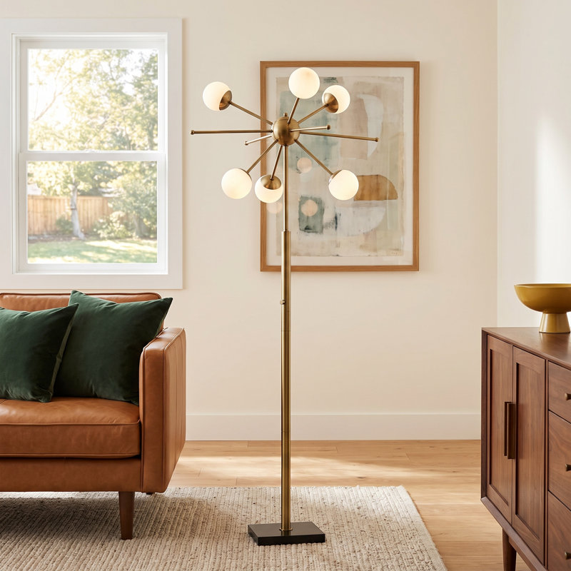 Gerard 63.5'' Black/Brass Traditional Floor Lamp