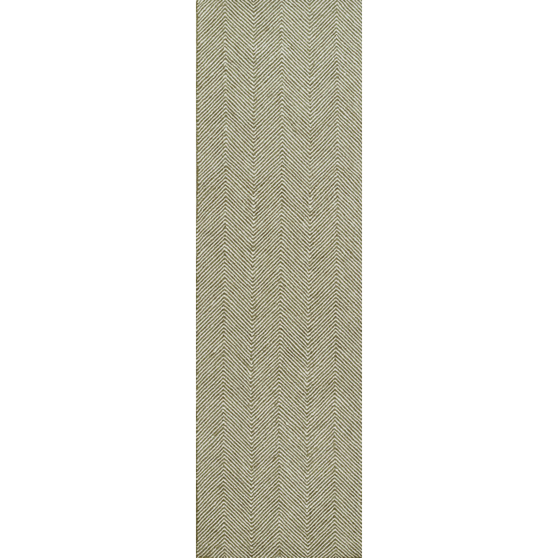 Tapis vert en laine touffeté à la main Cerro, Tapis de couloir 2 pi 3 po x 8 pi