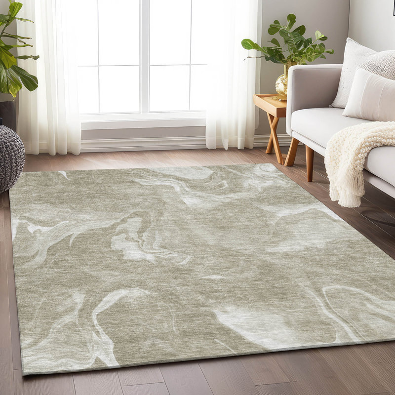 Premium Machine Washable Prisco Taupe Rug, Rectangle 9' x 12'
