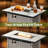 6-person Outdoor Sectional With Cushions,swivel Rockers And Fire Pit,all-weather Wicker Patio Set-1418890770