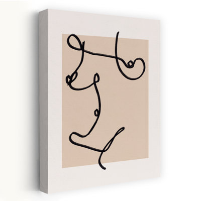 Impression d'art mural minimaliste, moderne et abstrait représentant un visage aux lignes épurées