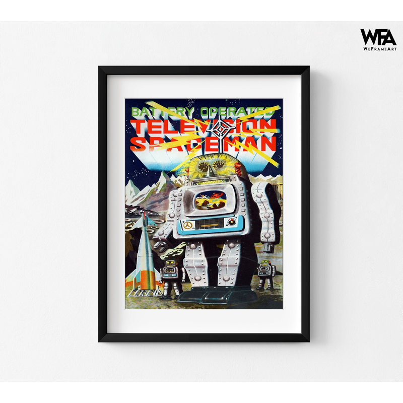 «Spaceman» à pile par Retrobot, décor de robot télé rétro, cadeau pour idée de fils de geek, affiche rétro de jouet robot