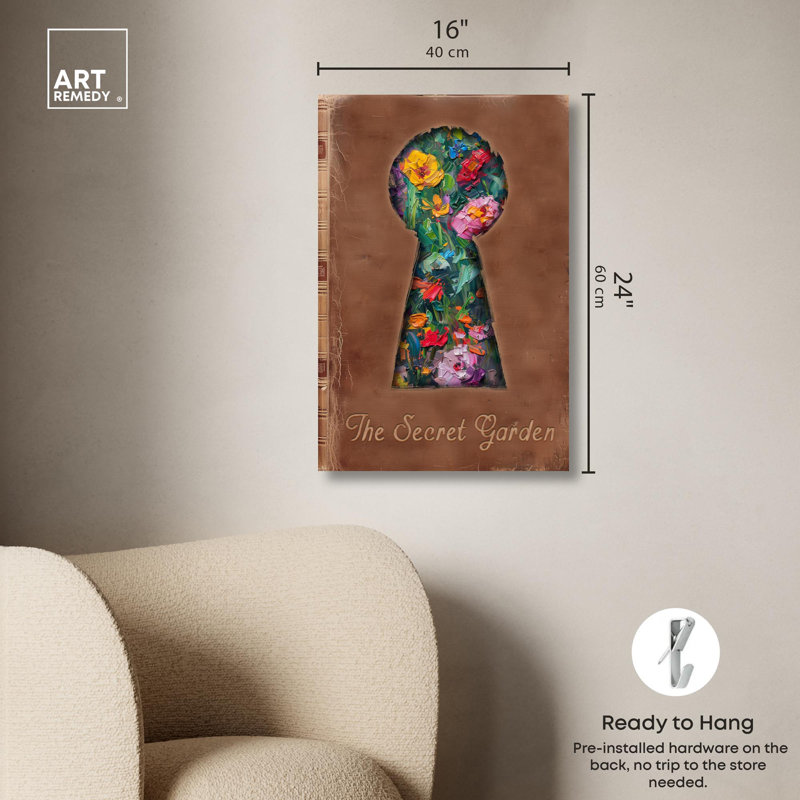 The Secret Garden Brown Floral Wrapped Canvas Art