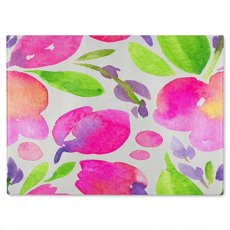 Botanical Glass Chopping Board, 40cm L x 28cm W