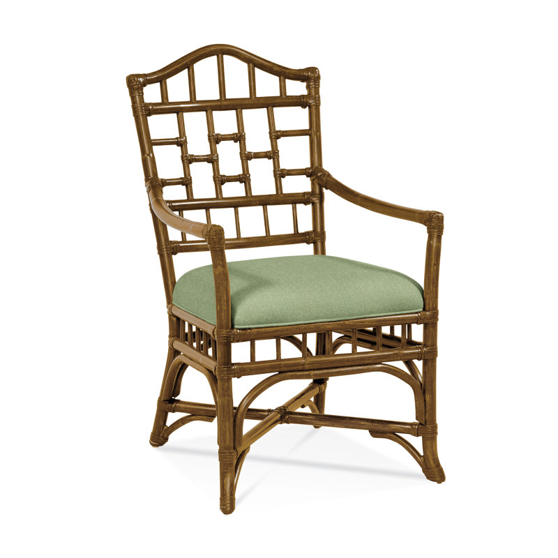 Chippendale Upholstered Arm Chair, Havana, Cobalt Blue Stripe; 0204-64