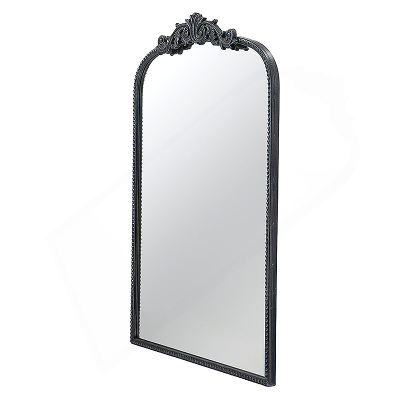 Classic Design Mirror With Baroque-Inspired Frame For Bathroom, Black, 36" x 1.5"