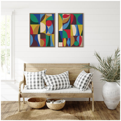Abstract Deep 2 Piece Framed Canvas Wall Art Set by Rachel Lee 3 Birdies Studio