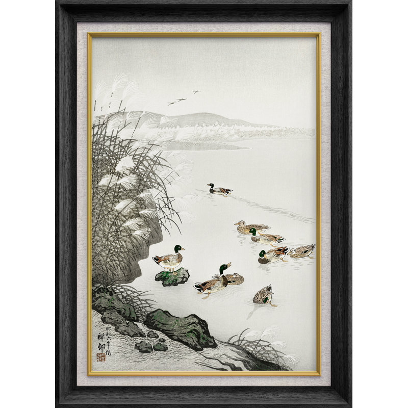 "Canards nageant" par Riverside, impression de paysage serein, impression sur toile encadrée, H 36 po x l 26 po x P 1,5 po