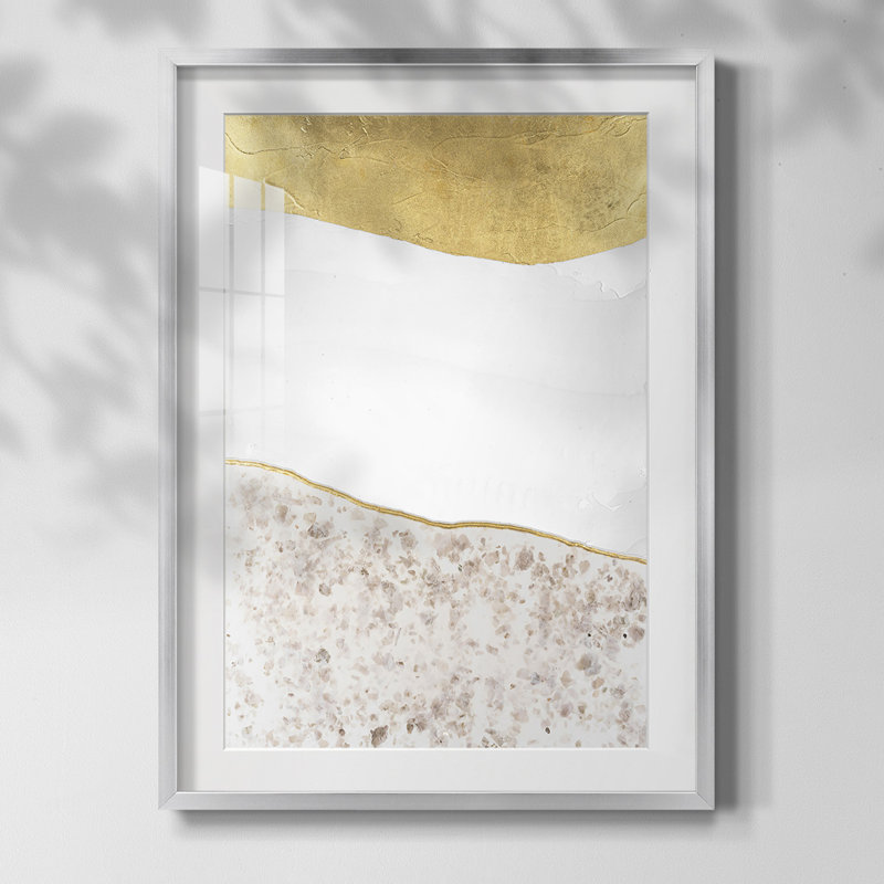 Reproduction d'échelle encadrée imprimée I, Papier avec cadre argenté, Blanc