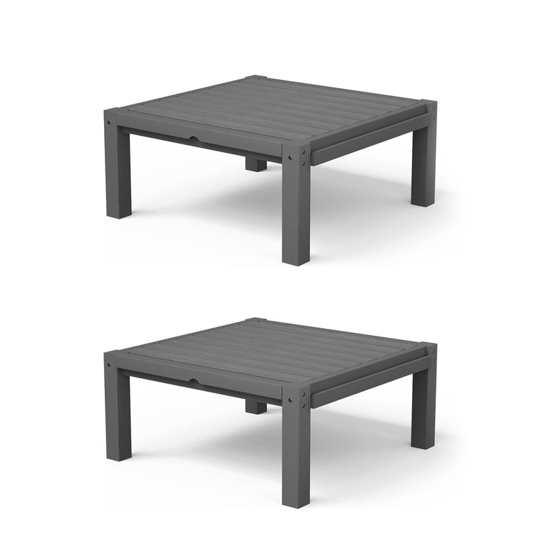 Square Outdoor Side Table , 27.4" In. W 13" In.h, Gray(Set Of 2), Gray