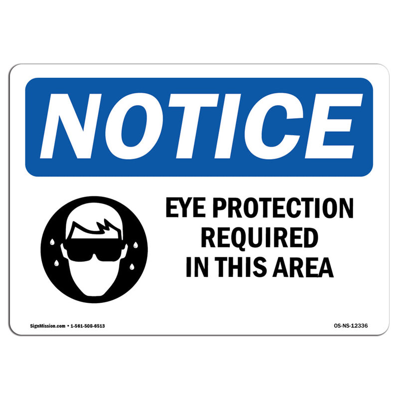 Protection des yeux requise dans cette zone