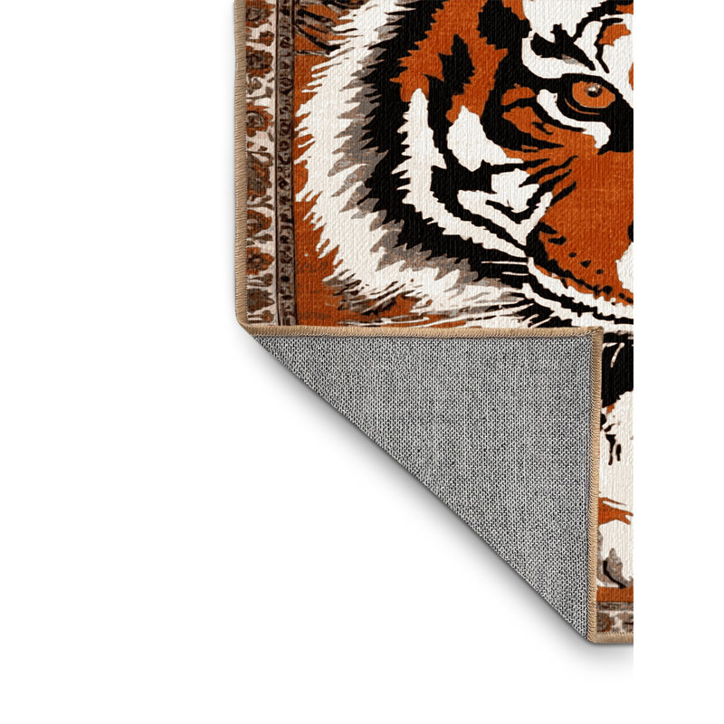 Washable Indochinese Tiger Big Cats Area Rug, Rectangle 2' x 3'