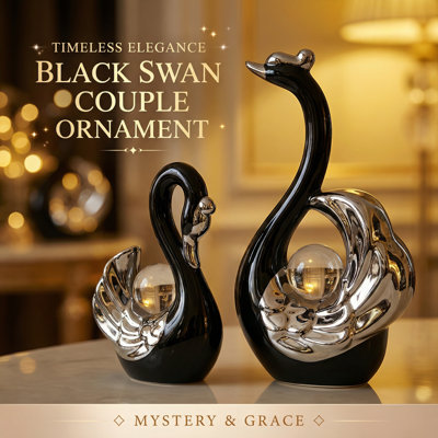 2 Pieces Swan Statues Sculpture Souvenir Gift Ceramic Statue Decoration Decoration