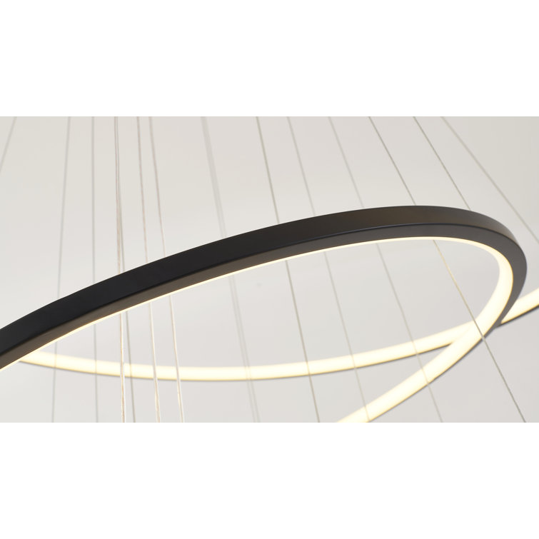 6-Light LED Six Ring Halo Chandelier With White Acrylic Diffusers