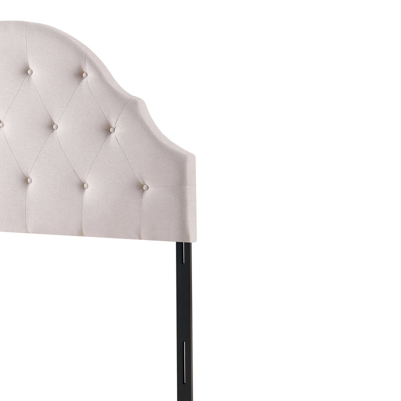 Beige Classic Arched Tufted Headboard, Queen