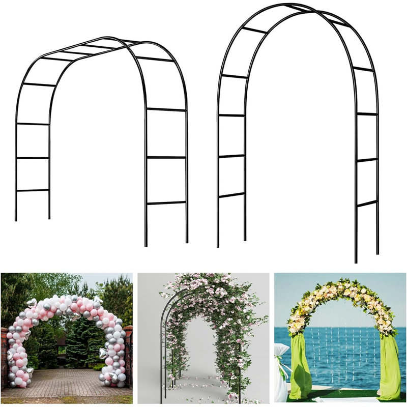 Mirabai 94'' H x 55'' W Steel Arched Trellis, Black
