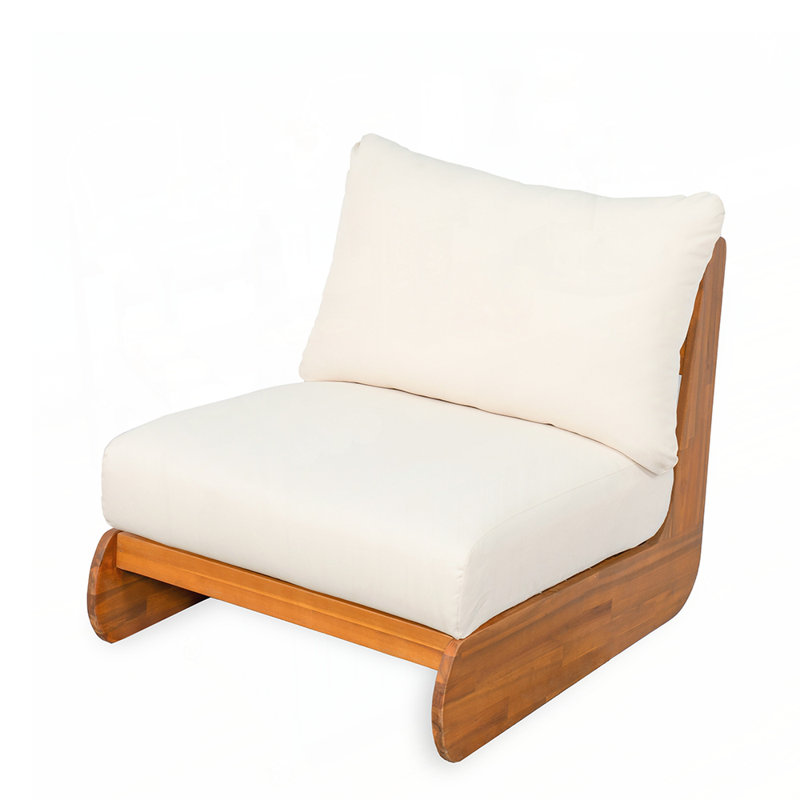 Fauteuil club en bois d'acacia avec teinture teck, design rétro pour une utilisation intérieure et extérieure, sièges confortables et élégants