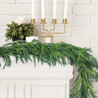 Christmas Norfolk Pine Garlands, Real Touch Faux Pine Garland, Realistic  Fake Greenery Garland For Christmas Table, Mantle, Wall, Outdoor Holiday Winter Decorations