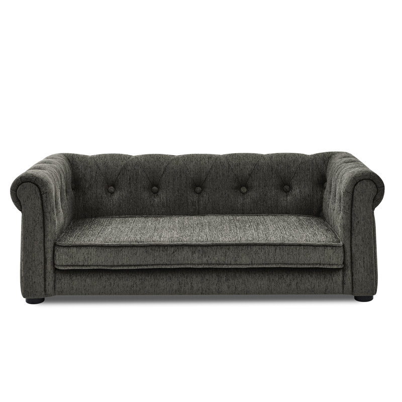 Grand lit confortable pour chien, surélevé et, de style moderne, gris foncé, - Housse de canapé gris, pour animaux de compagnie, - Mèche