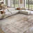 Distressed Modern Abstract Machine Washable Area Rug in Earth Tone Brown for Living Room or Bedroom-117396010