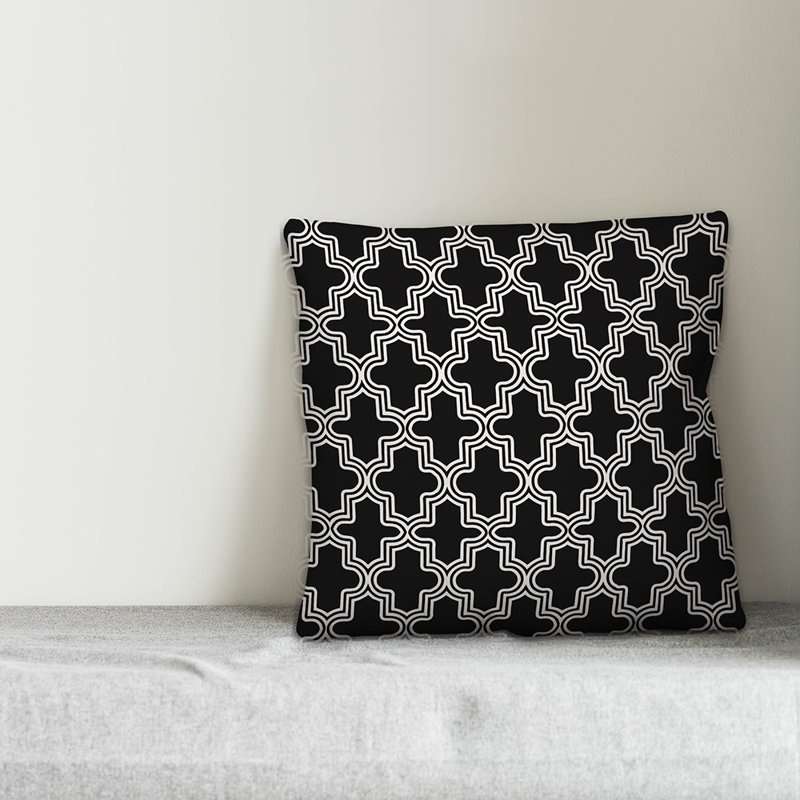  Coussin décoratif Morrocan, 16 po x 1 po, Noir, Polyester / bourre en polyester