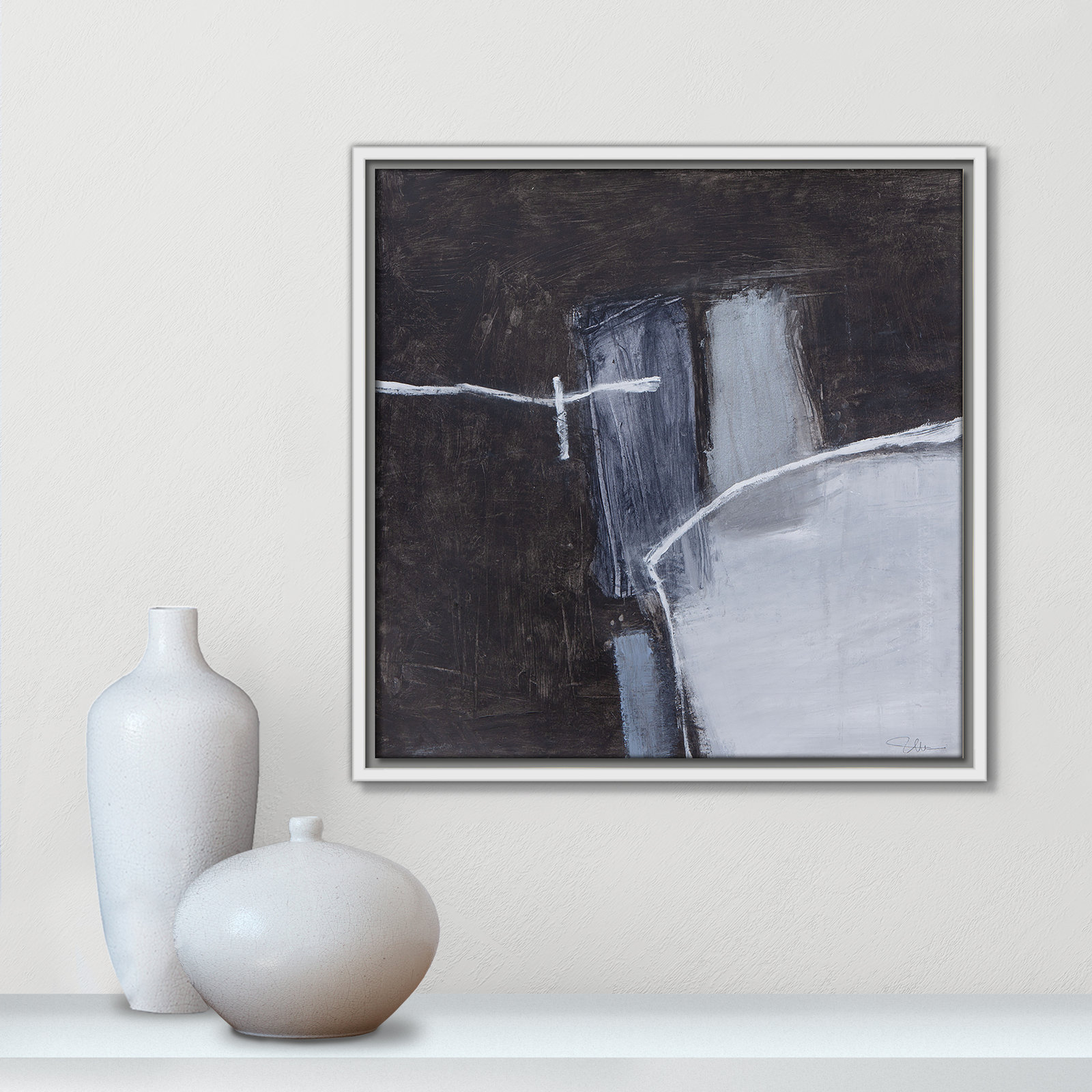 Graphite Gemstones Collection "Graphite Gemstones I" Print, White, 17.5" H x 17.5" W
