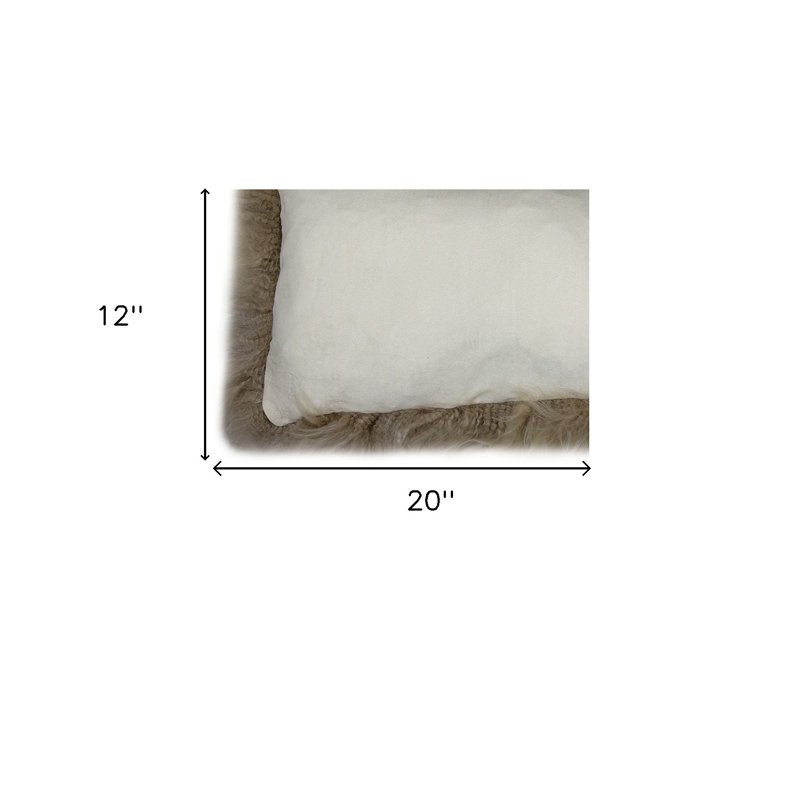 Taupe Sheepskin Rectangular Throw Pillow Set