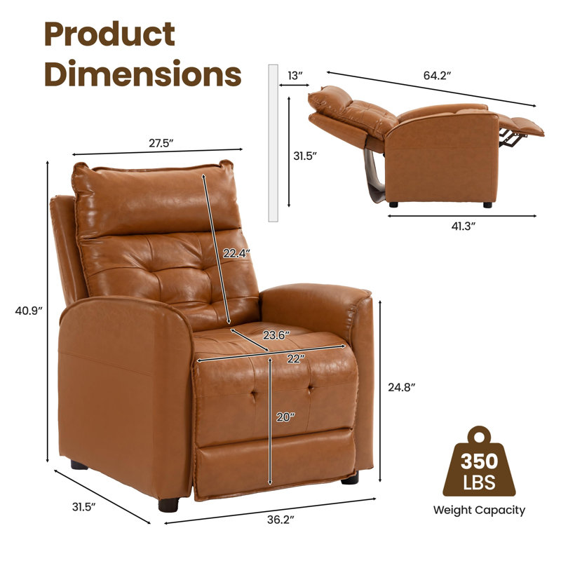 Fauteuil inclinable brun, Similicuir jaune