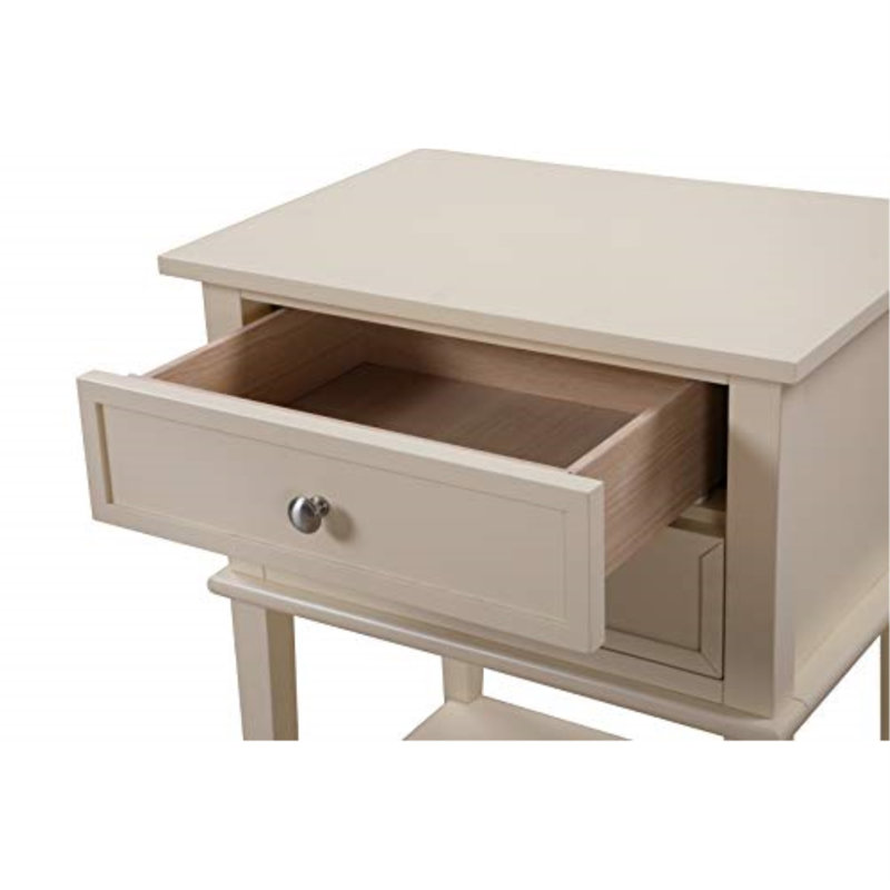 Marydel 2 Drawer Mid Century Modern Nightstand Bed Side Table Wood Nightstand Small Dresser For Bedroom, Beige