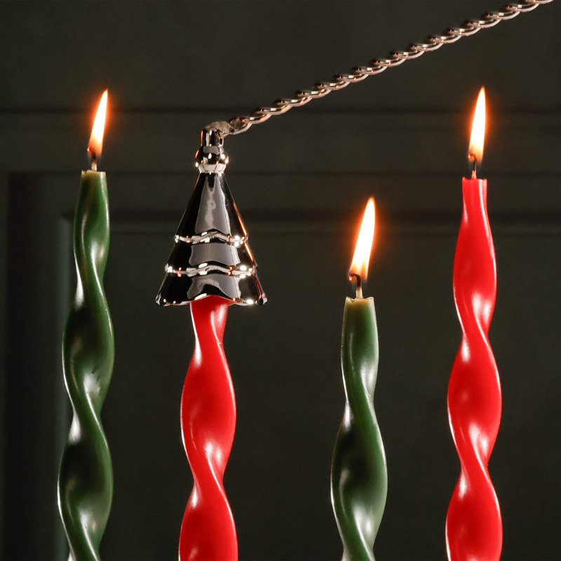 Christmas Tree Design Brass Candle Snuffer, Wave Gold