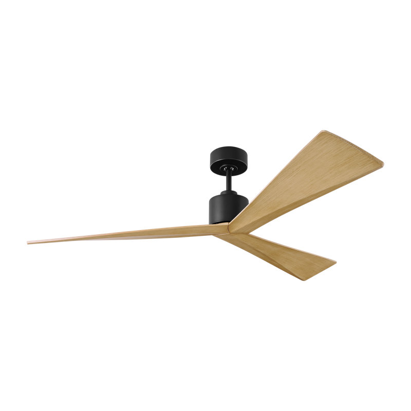  Ventilateur de plafond intérieur Adler 60 avec pales ABS en miel naturel et télécommande portable, Nuit noire, Miel naturel