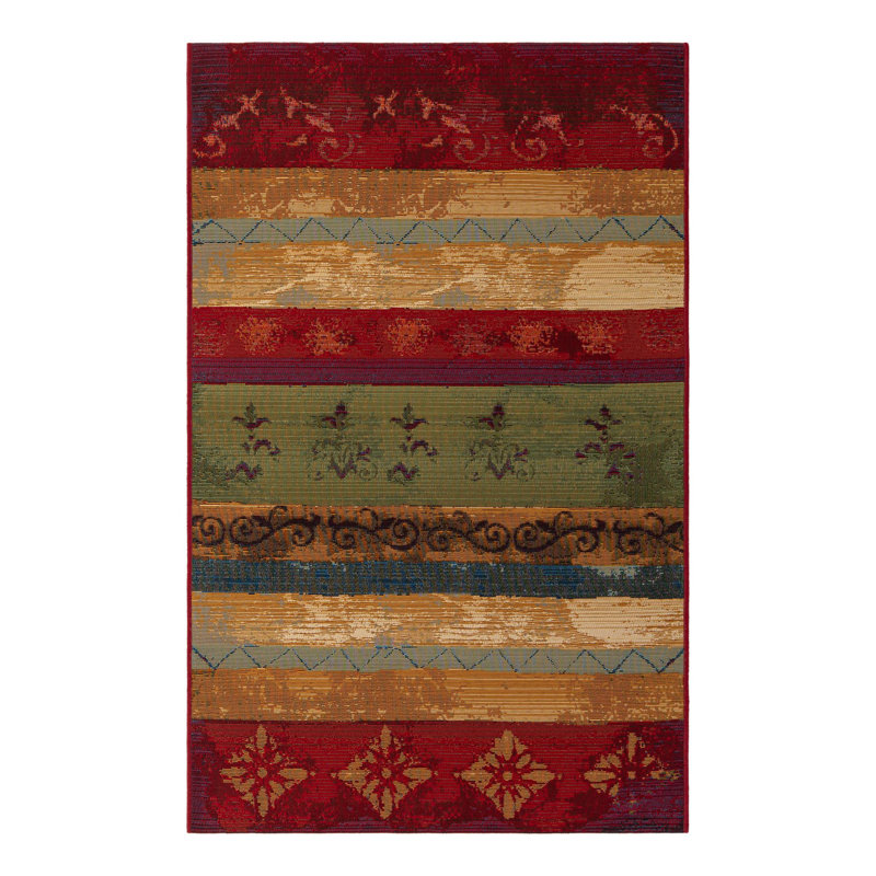 Merrimac Floral Red/Beige Indoor/Outdoor Area Rug, Rectangle 3'3" x 5'3"