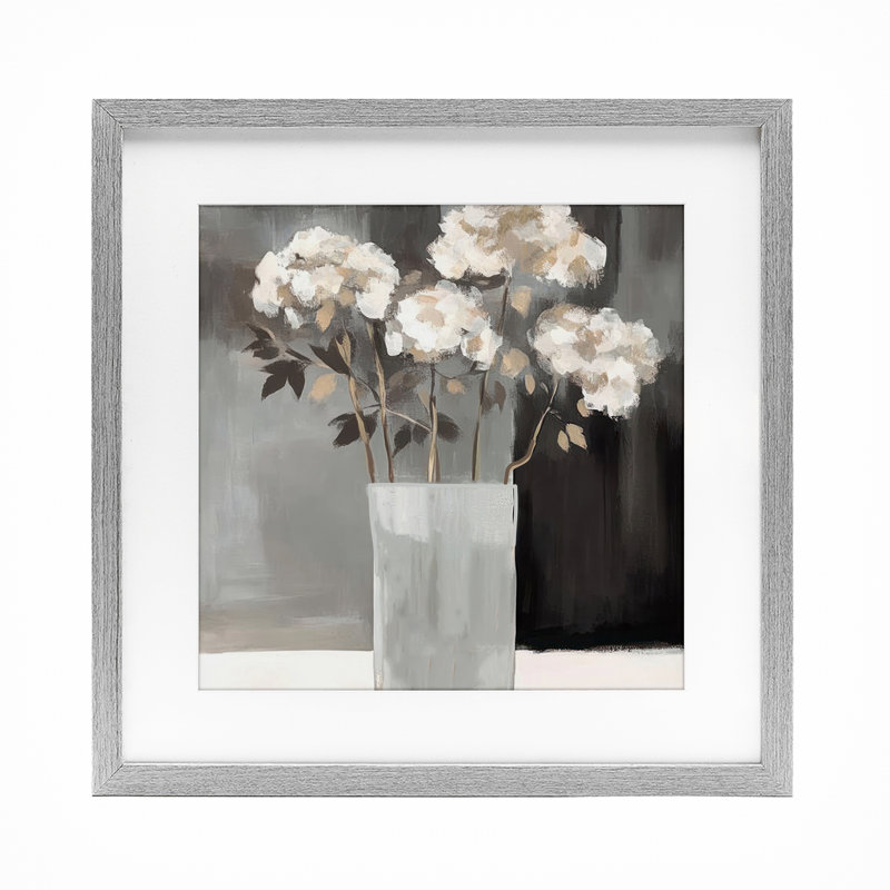 Vase de grâce sur fond gris, impression par Mona Grace, H 13 po x l 13 po, Cadre de ferme gris