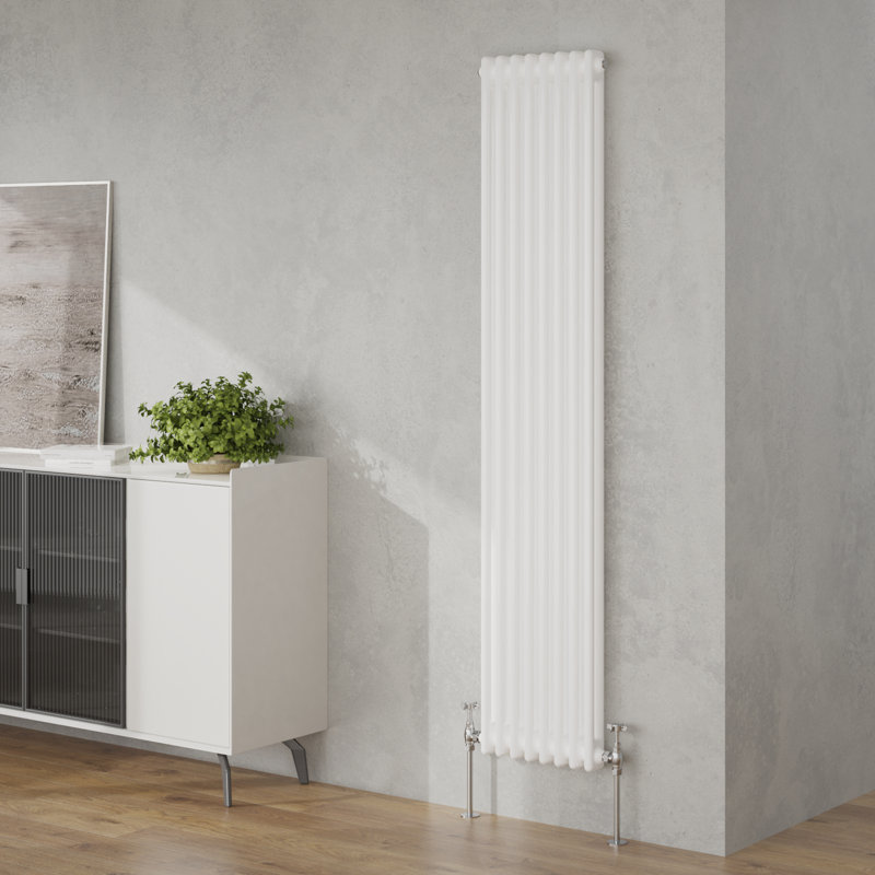 Valda Vertical Traditional 2 Column Designer Radiator, 180cm H x 38cm W, White