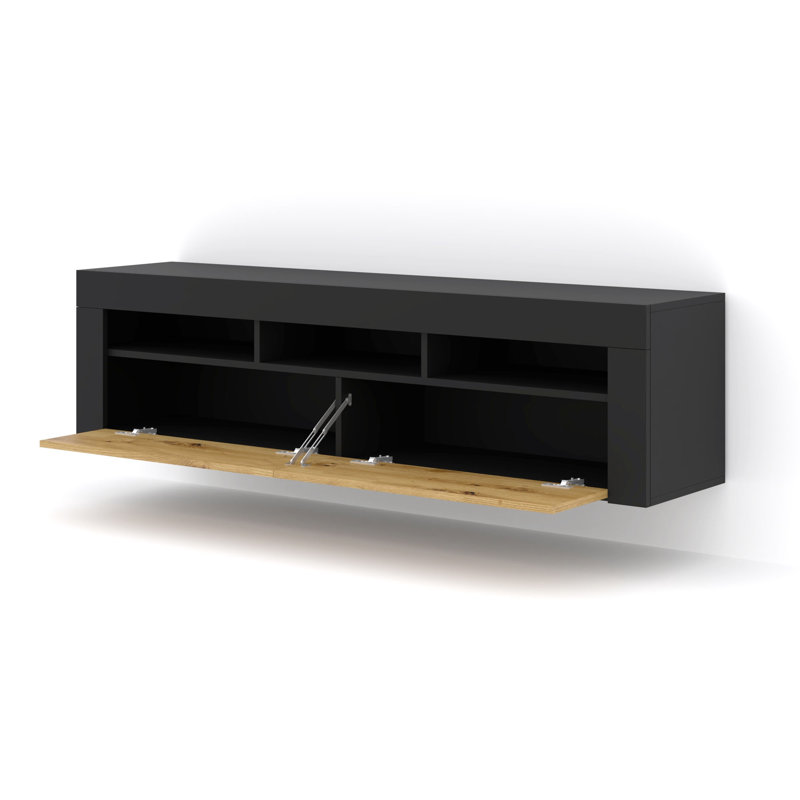 Allysyn TV Stand for TVs up to 65", Black Matt/Oak Artisan
