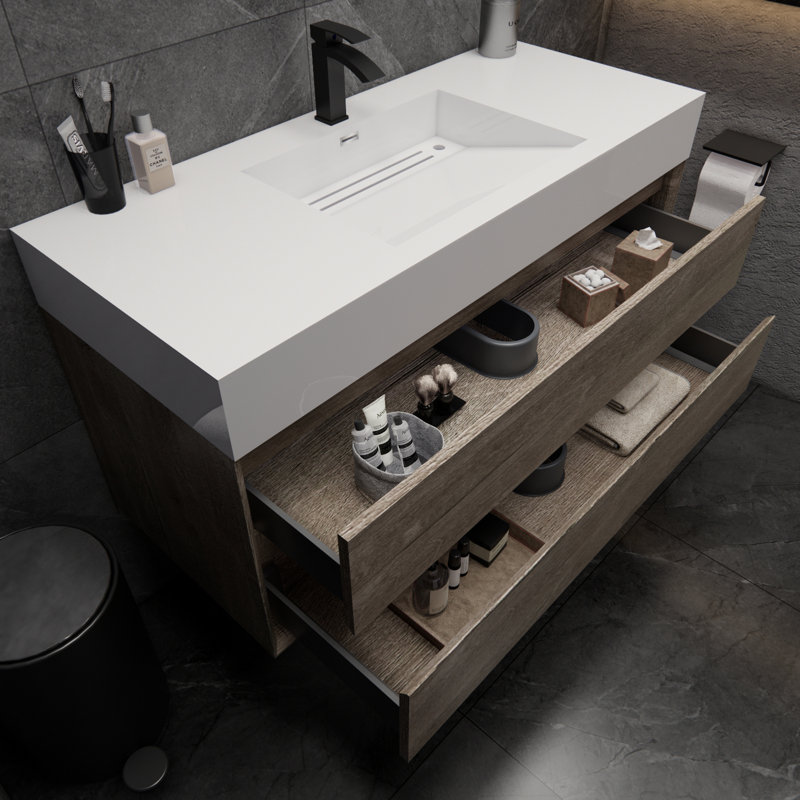 Meuble-lavabo simple 47 po Albizu, Gris