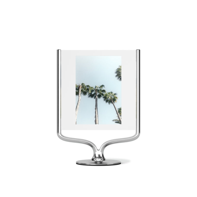 Wishbone Chrome Double-Sided Floating Tabletop Picture Frame