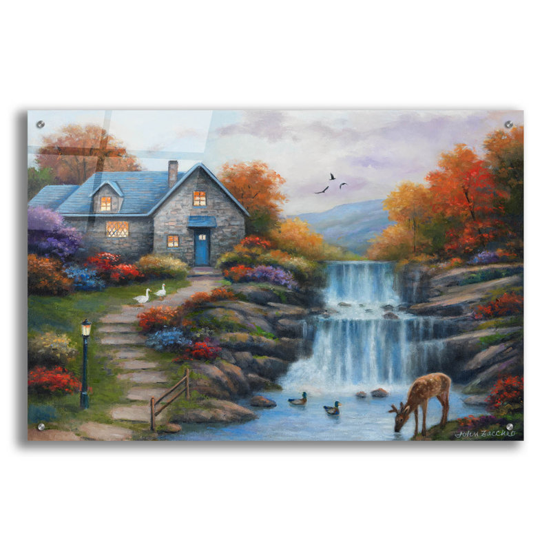 «Cottage By The Falls» par John Zaccheo, H 24 po x l 36 po x P 0,2 po