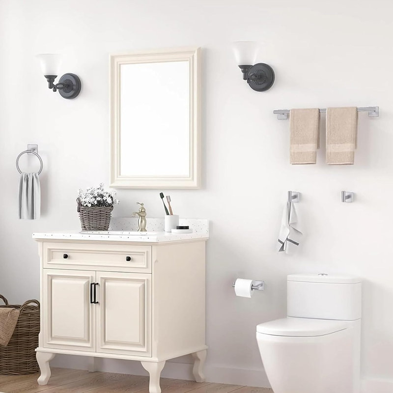Ensemble de 10 accessoires de salle de bain en nickel brossé – Porte-serviettes en acier inoxydable et accessoires muraux