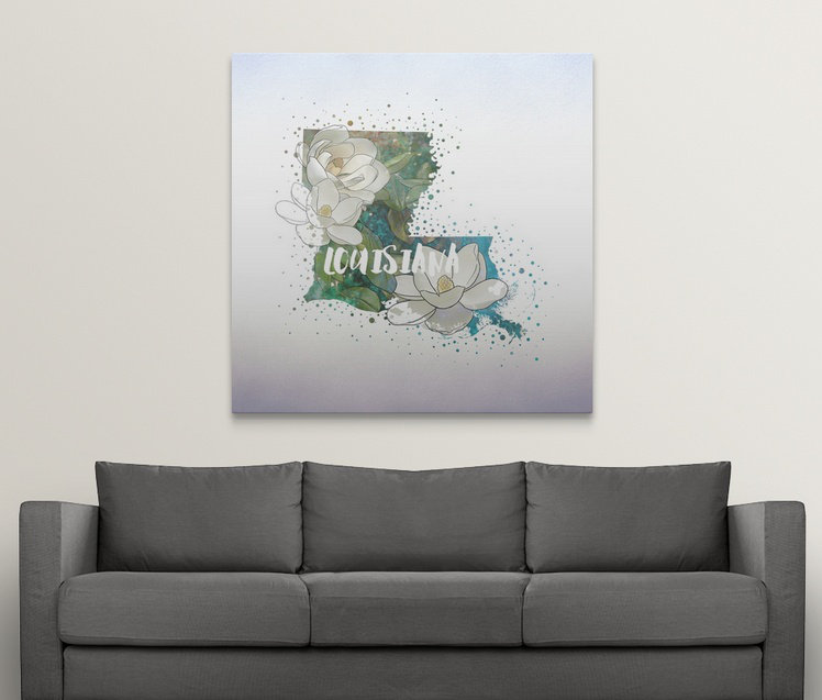 « louisiana state fleur (magnolia) », impression, H 35 po x l 35 po x P 1,5 po, Toile