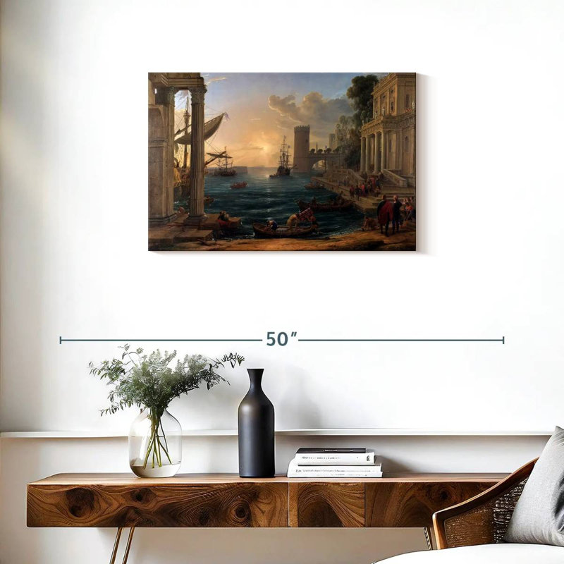 Lilie Seaport - Embarkation Of Queen Of Sheba, 20" H x 30" W
