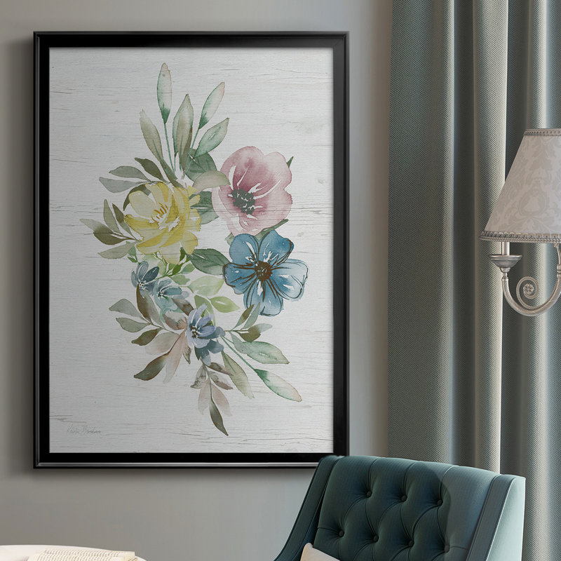 «Spring Meadow Arrangement I», reproduction encadrée de qualité supérieure - prête à être suspendue, Cadre noir