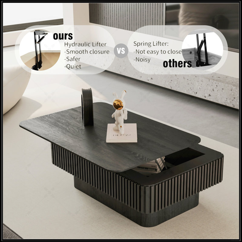 Table basse à plateau relevable 38,6 po, Noir