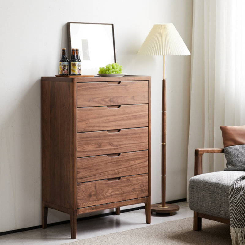 Commode d'appoint style rétro en noyer noir