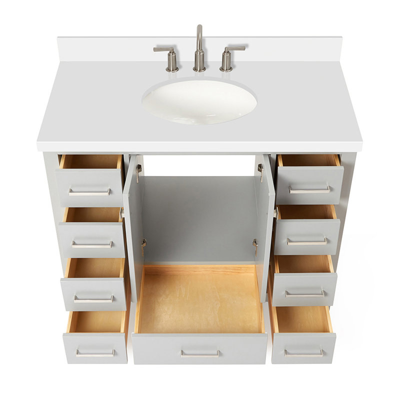 Ensemble de meuble-lavabo simple 43 po Cambridge, Gris / Nickel brossé, 43"