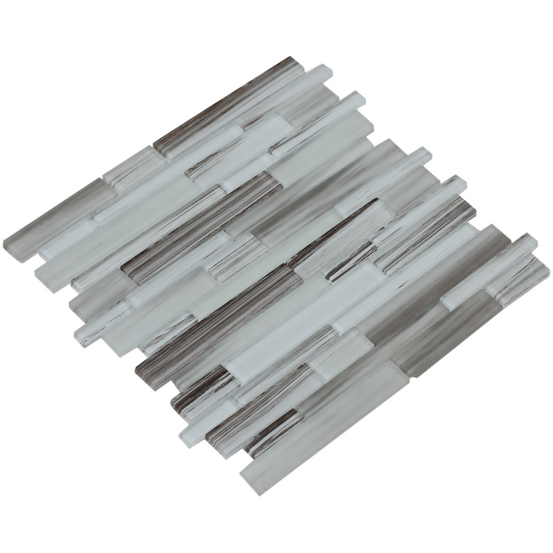 Mahi Random Sized Glass Linear Mosaic Wall & Floor Tile, Brown/Light Gray